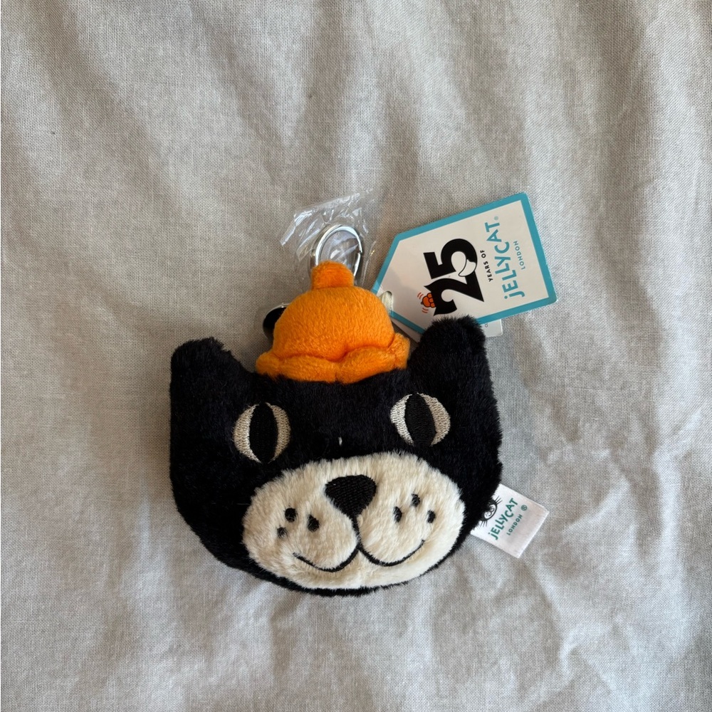 NWT | Jellycat Bag Charm | Black and Orange Cat Plush Toy